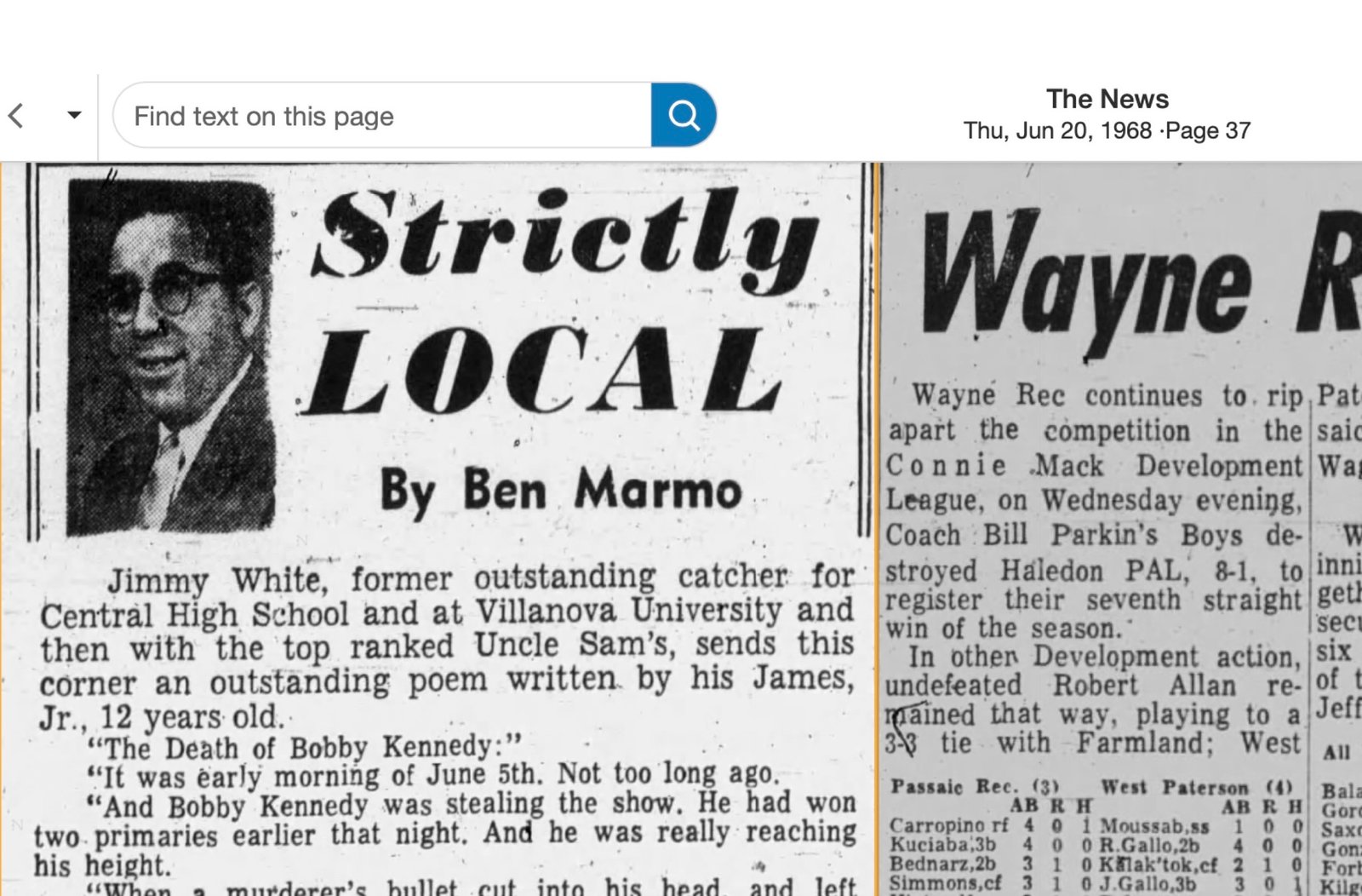 Poem June 20, 1968 - Patterson Evening News copy